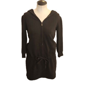 Womens Plush & Lush black v neck zip up waist tie hoodie size Small.